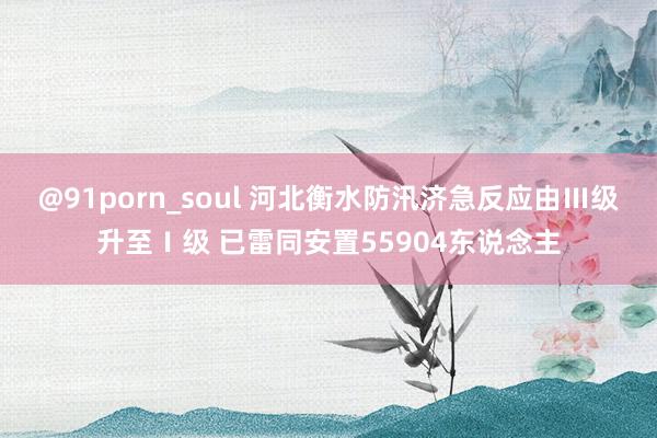 @91porn_soul 河北衡水防汛济急反应由Ⅲ级升至Ⅰ级 已雷同安置55904东说念主